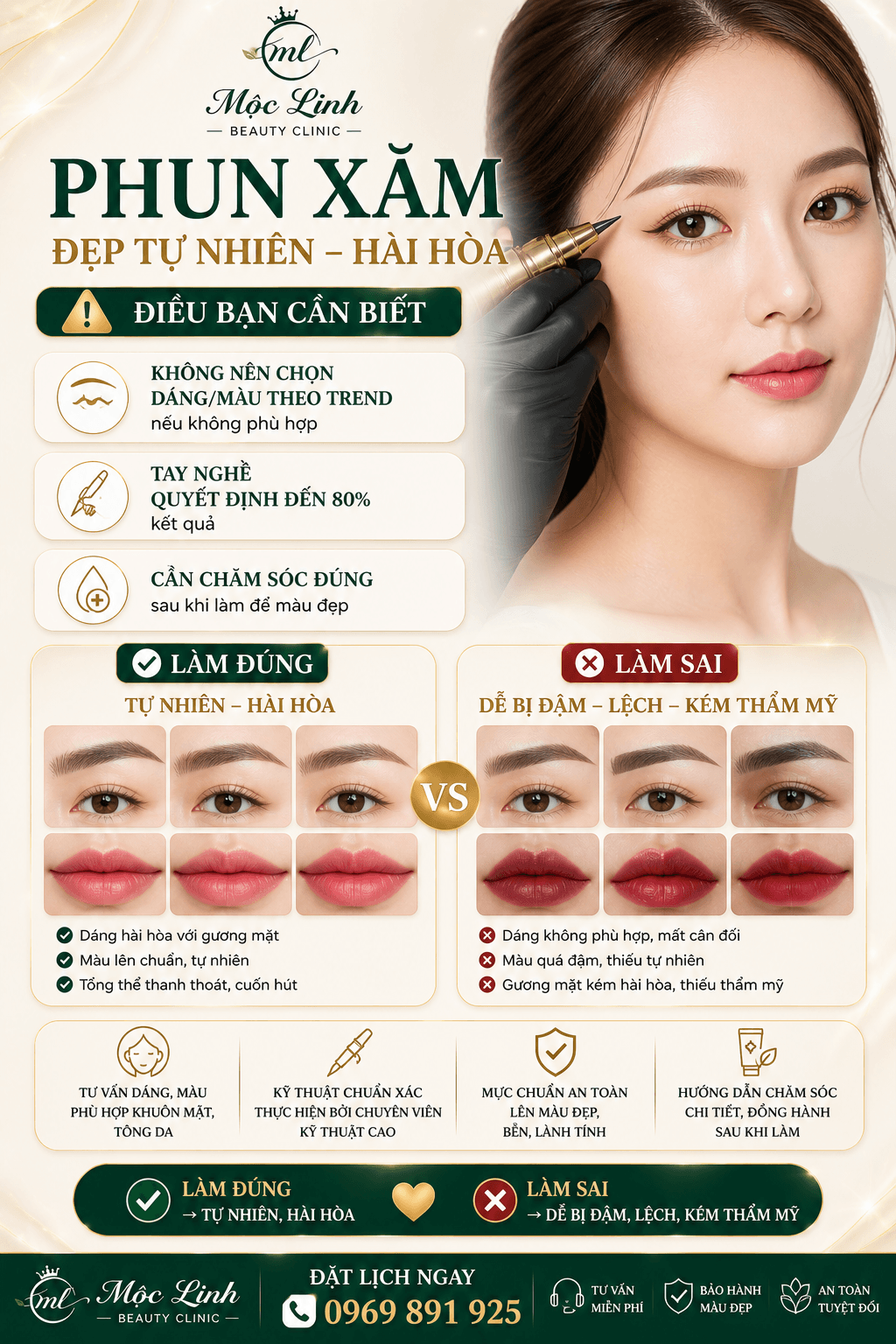 Phun xăm lông mày phun môi tại Thẩm Mỹ Mộc Linh Hải Phòng
