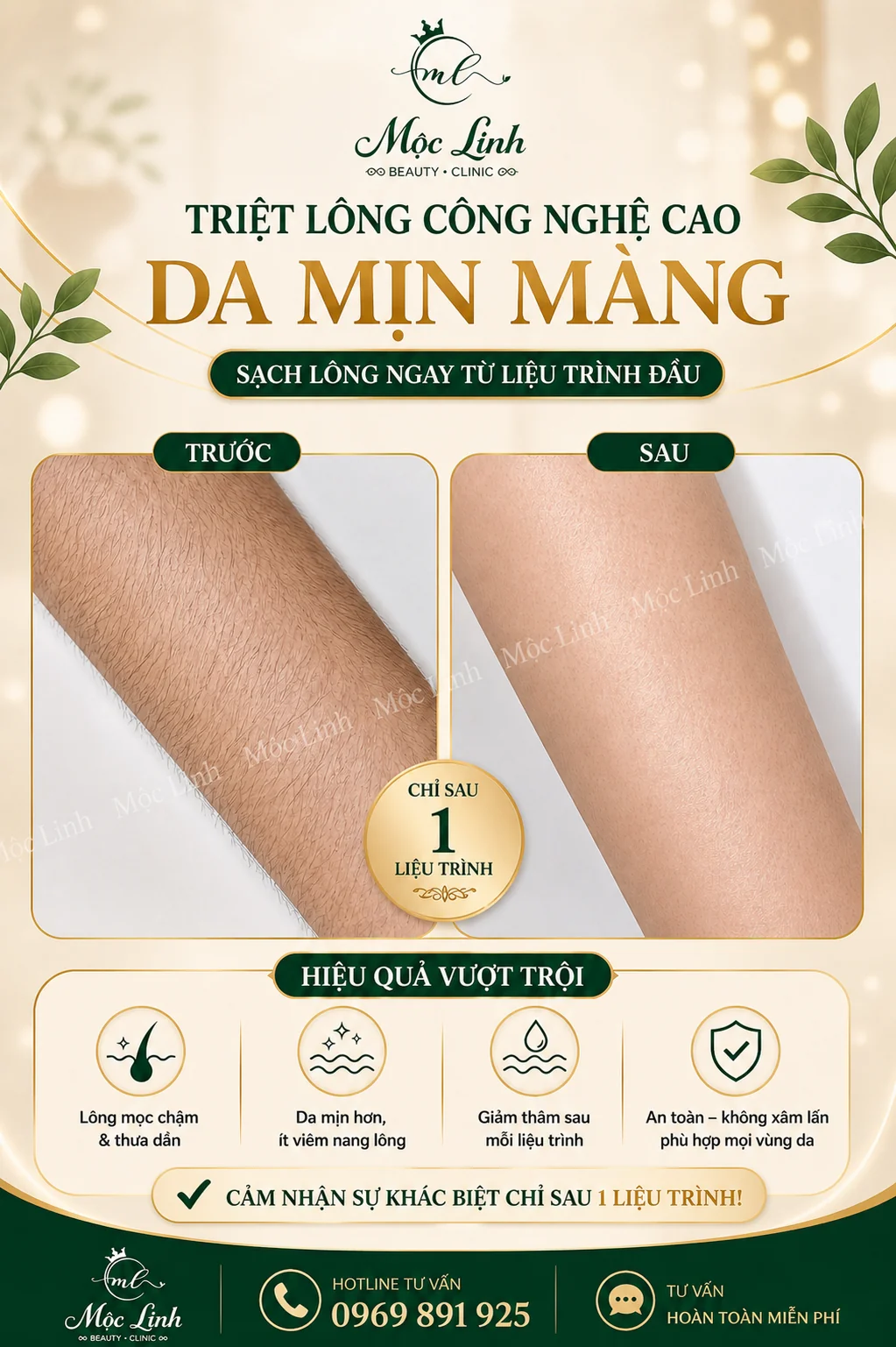 Quy trình triệt lông laser diode tại Mộc Linh Hải Phòng